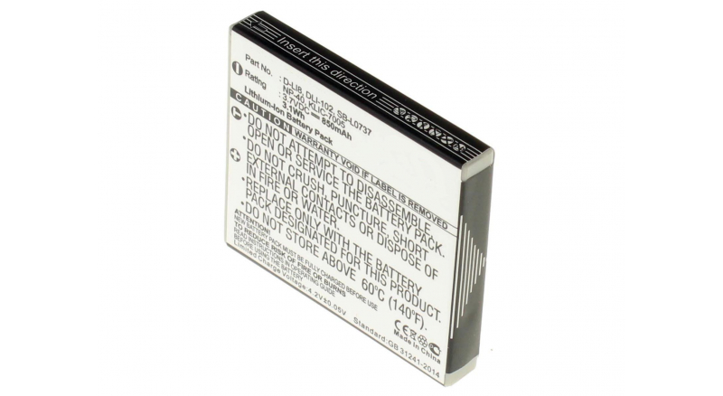 Аккумуляторная батарея DLi-102 для фотоаппаратов и видеокамер Pentax. Артикул iB-F391.Емкость (mAh): 850. Напряжение (V): 3,7