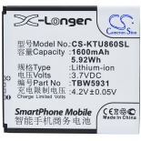 Аккумуляторная батарея iBatt iB-M1852 для телефонов, смартфонов K-TouchЕмкость (mAh): 1600. Напряжение (V): 3,7
