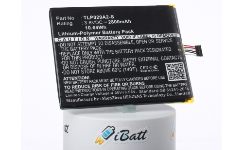 Аккумуляторная батарея TLP029AJ для телефонов, смартфонов Alcatel. Артикул iB-M1253.