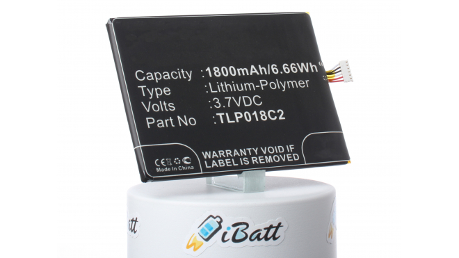 Аккумуляторная батарея iBatt iB-M703 для телефонов, смартфонов AlcatelЕмкость (mAh): 1800. Напряжение (V): 3,7