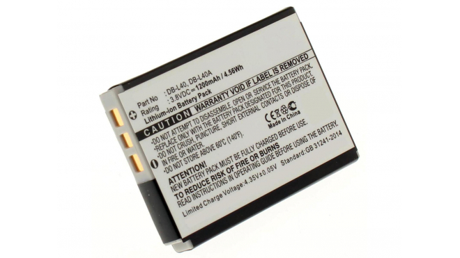 Аккумуляторная батарея DB-L40 для фотоаппаратов и видеокамер Sanyo. Артикул iB-F275.Емкость (mAh): 1200. Напряжение (V): 3,7