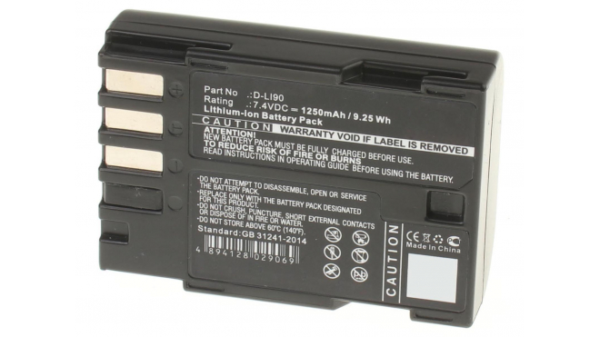 Аккумуляторные батареи для фотоаппаратов и видеокамер Pentax K-01Емкость (mAh): 1250. Напряжение (V): 7,4