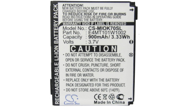 Аккумуляторная батарея iBatt iB-M403 для телефонов, смартфонов MiTACЕмкость (mAh): 900. Напряжение (V): 3,7