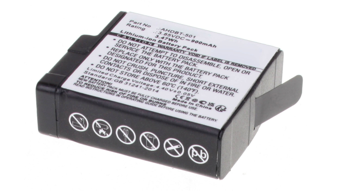 Аккумуляторная батарея iBatt iB-F503 для фотокамер и видеокамер GoProЕмкость (mAh): 900. Напряжение (V): 3,85