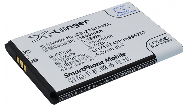 Аккумуляторная батарея Li3714T42P3H654252 для телефонов, смартфонов ZTE. Артикул iB-M795.Емкость (mAh): 1400. Напряжение (V): 3,7
