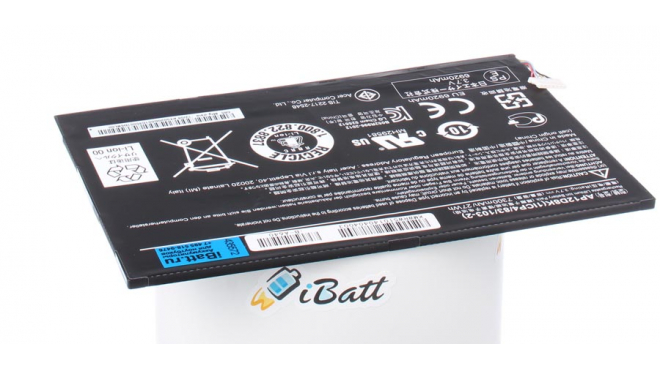 Аккумуляторная батарея для ноутбука Acer Iconia Tab W511 64Gb. Артикул iB-A640.Емкость (mAh): 7300. Напряжение (V): 3,7