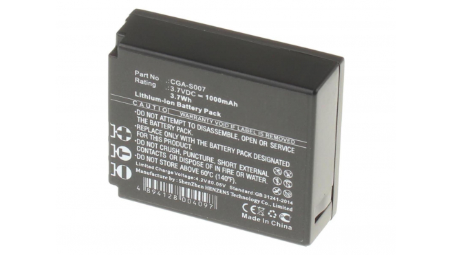Аккумуляторные батареи для фотоаппаратов и видеокамер Panasonic Lumix DMC-TZ1EG-AЕмкость (mAh): 1000. Напряжение (V): 3,7