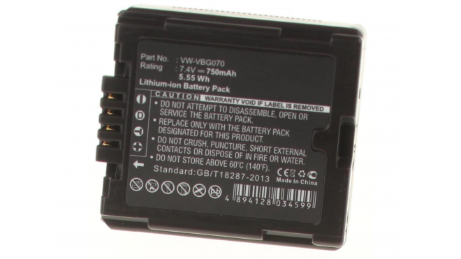 Аккумуляторная батарея VW-VBG6-K для фотоаппаратов и видеокамер Panasonic. Артикул iB-F377.Емкость (mAh): 750. Напряжение (V): 7,4