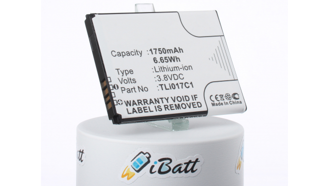 Аккумуляторная батарея для телефона, смартфона TCL VZW-TCL-4056. Артикул iB-M1223.Емкость (mAh): 1750. Напряжение (V): 3,8