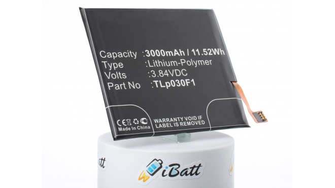 Аккумуляторная батарея iBatt iB-M1241 для телефонов, смартфонов AlcatelЕмкость (mAh): 3000. Напряжение (V): 3,84