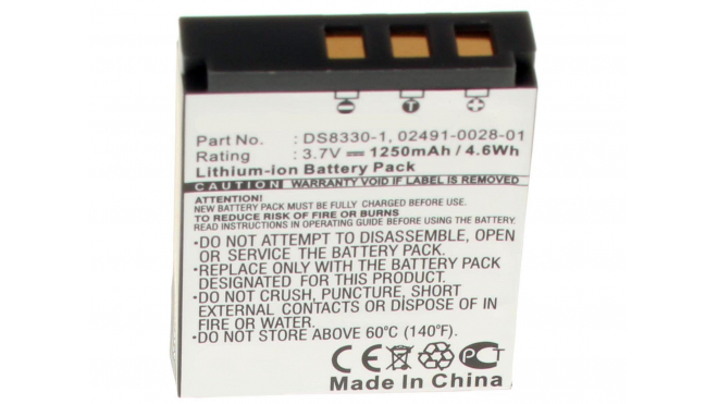 Аккумуляторная батарея DS8330-1 для фотоаппаратов и видеокамер Hitachi. Артикул iB-F414.Емкость (mAh): 1250. Напряжение (V): 3,7