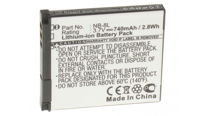 Аккумуляторная батарея PL381B.563 для фотоаппаратов и видеокамер Canon. Артикул iB-F128.Емкость (mAh): 740. Напряжение (V): 3,7