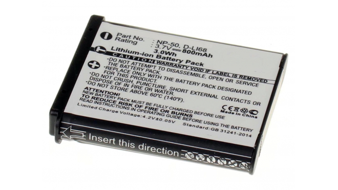 Аккумуляторная батарея NP-50A для фотоаппаратов и видеокамер Pentax. Артикул iB-F398.Емкость (mAh): 800. Напряжение (V): 3,7