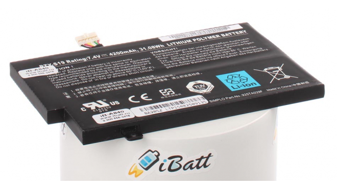Аккумуляторная батарея для ноутбука MSI WindPad 110W-012. Артикул iB-A840.Емкость (mAh): 4200. Напряжение (V): 7,4