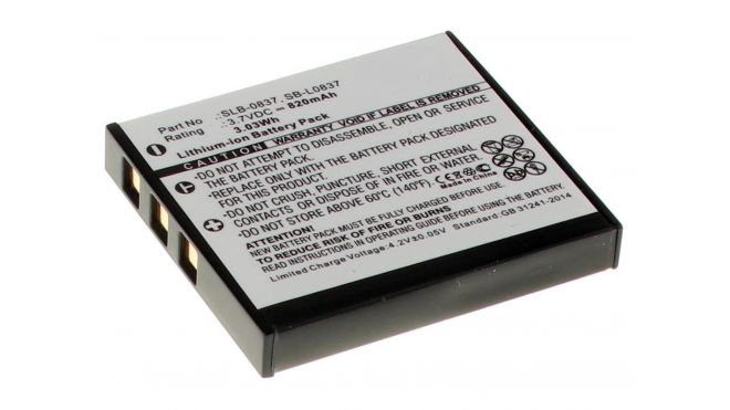 Аккумуляторная батарея SB-L0837 для фотоаппаратов и видеокамер Samsung. Артикул iB-F395.Емкость (mAh): 820. Напряжение (V): 3,7