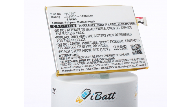 Аккумуляторная батарея iBatt iB-M1767 для телефонов, смартфонов FlyЕмкость (mAh): 1800. Напряжение (V): 3,8