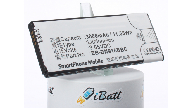 Аккумуляторная батарея для телефона, смартфона Samsung SM-N910P. Артикул iB-M1132.Емкость (mAh): 3000. Напряжение (V): 3,85