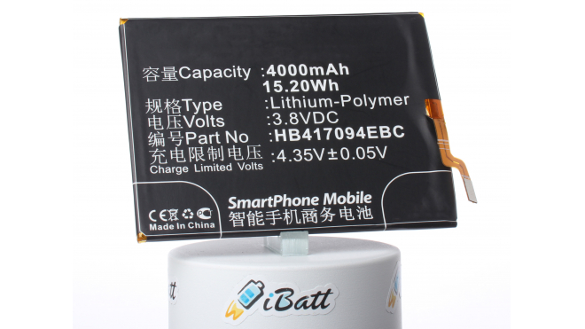 Аккумуляторная батарея iBatt iB-M823 для телефонов, смартфонов HuaweiЕмкость (mAh): 4000. Напряжение (V): 3,8