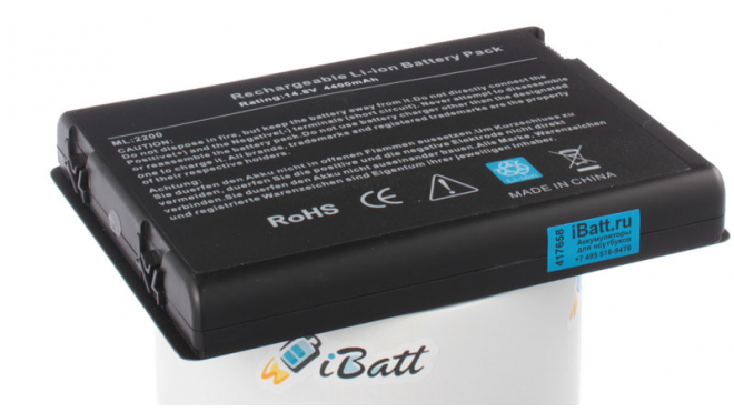 Аккумуляторная батарея для ноутбука Acer Aspire 1673WLM. Артикул iB-A273.Емкость (mAh): 4400. Напряжение (V): 14,8