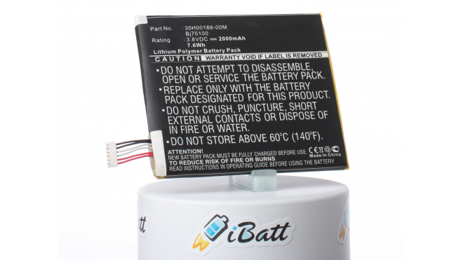 Аккумуляторная батарея iBatt iB-M623 для телефонов, смартфонов HTCЕмкость (mAh): 1800. Напряжение (V): 3,8