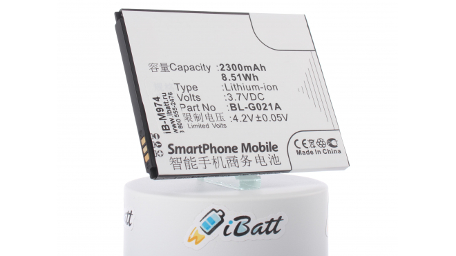 Аккумуляторная батарея iBatt iB-M974 для телефонов, смартфонов GioneeЕмкость (mAh): 2300. Напряжение (V): 3,7