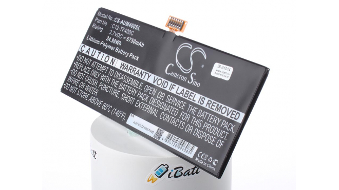 Аккумуляторная батарея для ноутбука Asus VivoTab Smart ME400CL LTE White. Артикул iB-A1014.Емкость (mAh): 6750. Напряжение (V): 3,7