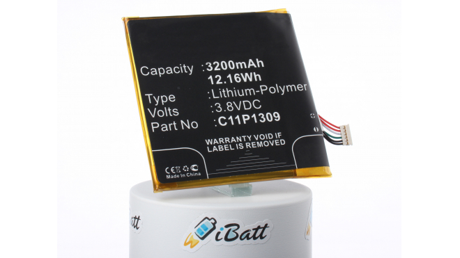 Аккумуляторная батарея iBatt iB-M1321 для телефонов, смартфонов AsusЕмкость (mAh): 3200. Напряжение (V): 3,8