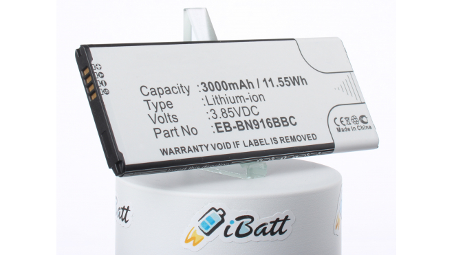 Аккумуляторная батарея EB-BN916BBC для телефонов, смартфонов Samsung. Артикул iB-M1131.Емкость (mAh): 3000. Напряжение (V): 3,85