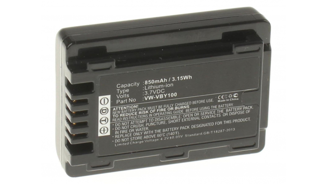 Аккумуляторные батареи для фотоаппаратов и видеокамер Panasonic HC-V201KЕмкость (mAh): 850. Напряжение (V): 3,7
