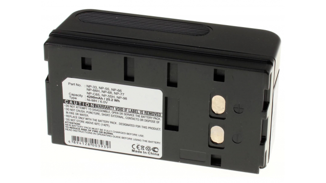 Аккумуляторные батареи для фотоаппаратов и видеокамер Sony CCD-TR506EЕмкость (mAh): 4200. Напряжение (V): 6