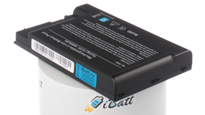 Аккумуляторная батарея для ноутбука Acer TravelMate 801LCib. Артикул iB-A268H.Емкость (mAh): 5200. Напряжение (V): 14,8