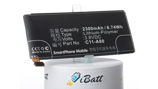Аккумуляторная батарея C11-A80 для телефонов, смартфонов Asus. Артикул iB-M664.Емкость (mAh): 2300. Напряжение (V): 3,8