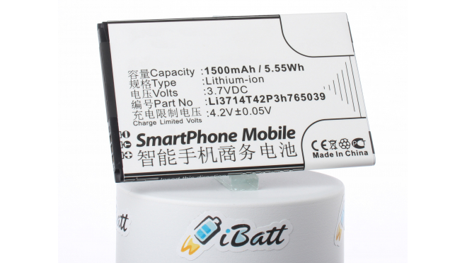 Аккумуляторная батарея для телефона, смартфона ZTE T220. Артикул iB-M3037.Емкость (mAh): 1500. Напряжение (V): 3,7