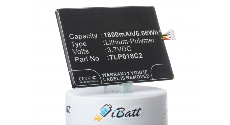 Аккумуляторная батарея TLp018C2 для телефонов, смартфонов Alcatel. Артикул iB-M703.Емкость (mAh): 1800. Напряжение (V): 3,7