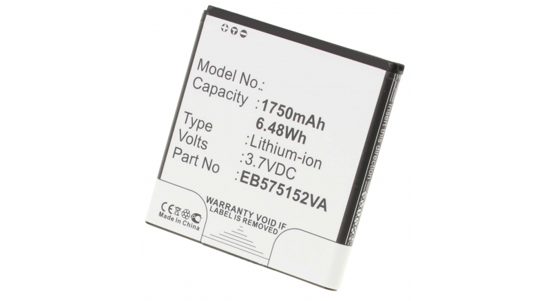 Аккумуляторная батарея EB575152VU для телефонов, смартфонов Samsung. Артикул iB-M323.Емкость (mAh): 1750. Напряжение (V): 3,7