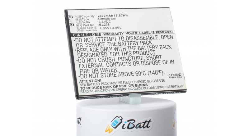 Аккумуляторная батарея iBatt iB-M744 для телефонов, смартфонов LenovoЕмкость (mAh): 2000. Напряжение (V): 3,8