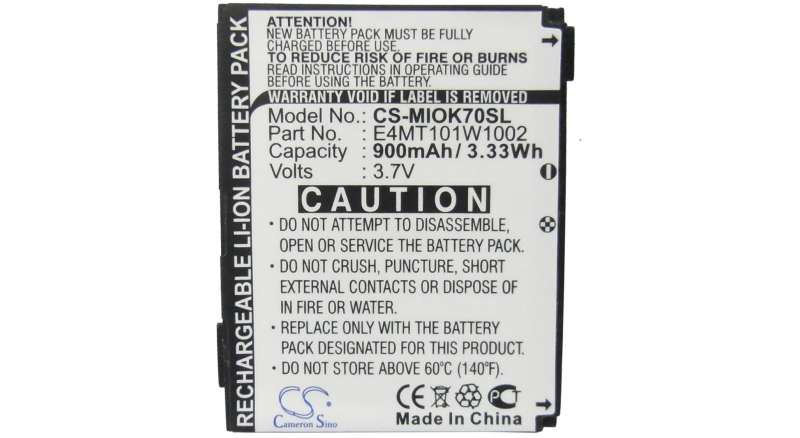 Аккумуляторная батарея iBatt iB-M403 для телефонов, смартфонов MiTACЕмкость (mAh): 900. Напряжение (V): 3,7