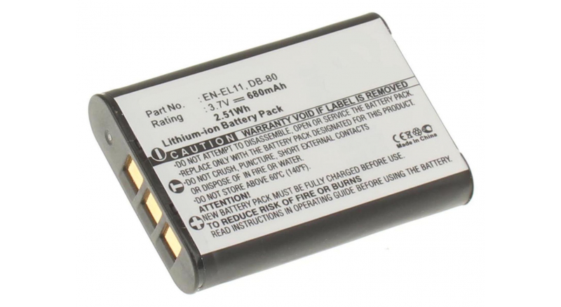Аккумуляторная батарея DB-L70 для фотоаппаратов и видеокамер Pentax. Артикул iB-F191.Емкость (mAh): 680. Напряжение (V): 3,7