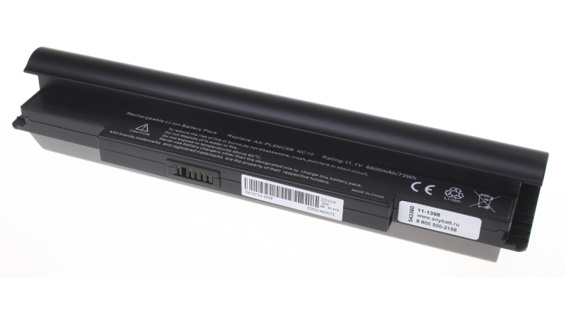Аккумуляторная батарея для ноутбука Samsung N510-JA02. Артикул 11-1398.Емкость (mAh): 6600. Напряжение (V): 11,1