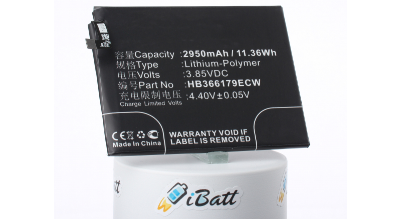 Аккумуляторная батарея iBatt iB-M1979 для телефонов, смартфонов HuaweiЕмкость (mAh): 2950. Напряжение (V): 3,85