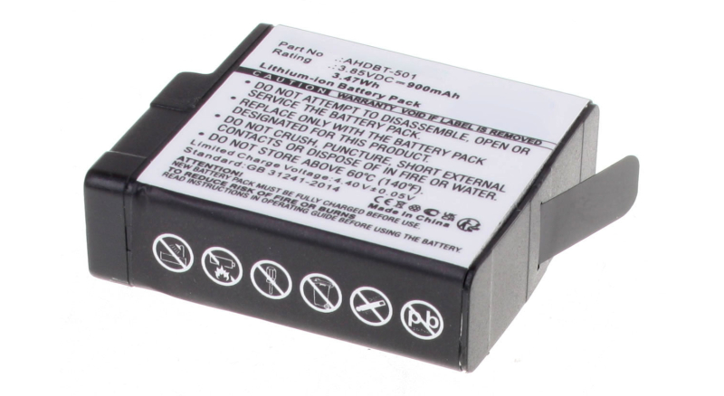 Аккумуляторная батарея 601-27537-000 для фотоаппаратов и видеокамер GoPro. Артикул iB-F503.Емкость (mAh): 900. Напряжение (V): 3,85