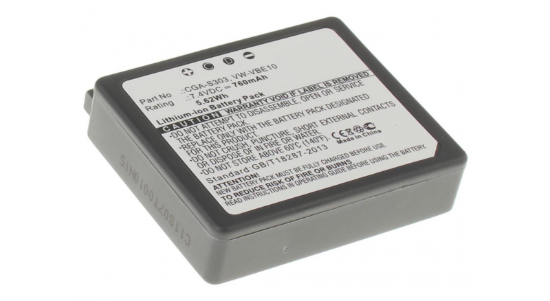 Аккумуляторная батарея CGA-S303E для фотоаппаратов и видеокамер Panasonic. Артикул iB-F219.Емкость (mAh): 760. Напряжение (V): 7,4