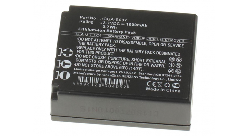 Аккумуляторные батареи для фотоаппаратов и видеокамер Panasonic Lumix DMC-TZ1EG-KЕмкость (mAh): 1000. Напряжение (V): 3,7