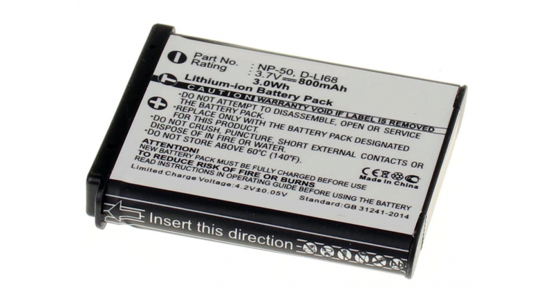 Аккумуляторная батарея D-LI68 для фотоаппаратов и видеокамер Pentax. Артикул iB-F398.Емкость (mAh): 800. Напряжение (V): 3,7