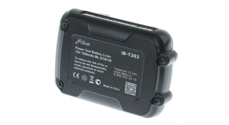 Аккумуляторная батарея DCB121 для электроинструмента DeWalt. Артикул iB-T202.Емкость (mAh): 1500. Напряжение (V): 12