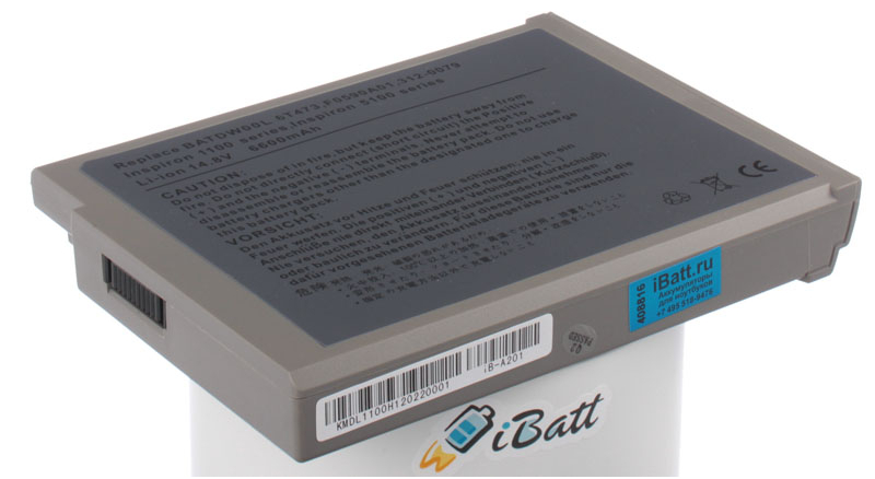 Аккумуляторная батарея 312-0079 для ноутбуков Dell. Артикул iB-A201.Емкость (mAh): 6600. Напряжение (V): 14,8