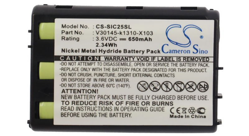 Аккумуляторная батарея для телефона, смартфона Siemens C25 Power. Артикул iB-M2857.Емкость (mAh): 700. Напряжение (V): 3,6
