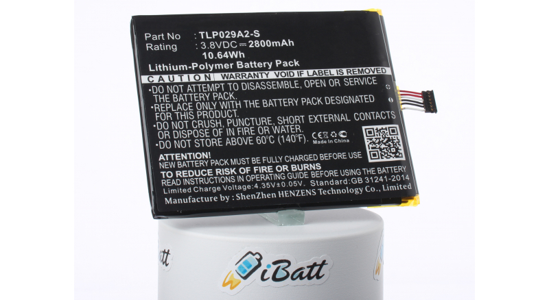 Аккумуляторная батарея для телефона, смартфона Alcatel One Touch Pixi 3 5.5. Артикул iB-M1253.Емкость (mAh): 2800. Напряжение (V): 3,8