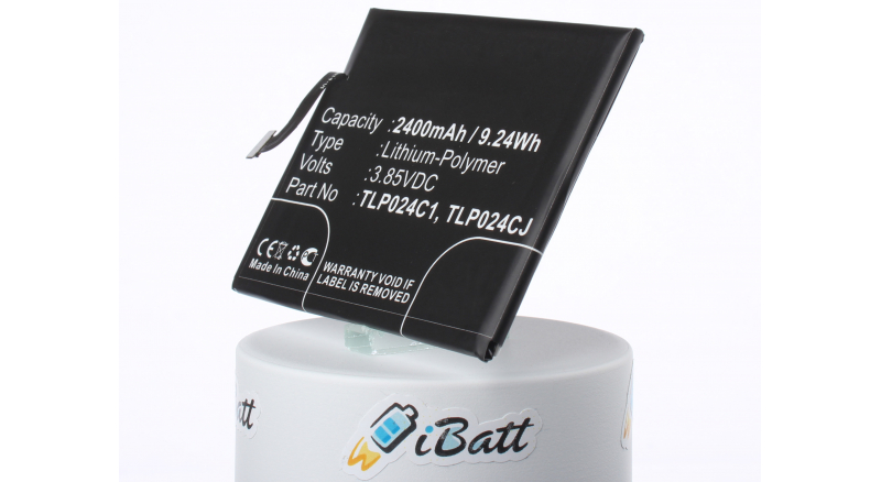Аккумуляторная батарея TLP024CC для телефонов, смартфонов Alcatel. Артикул iB-M1207.Емкость (mAh): 2400. Напряжение (V): 3,85