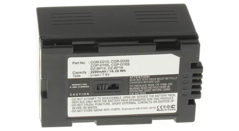 Аккумуляторная батарея CGR-D54S для фотоаппаратов и видеокамер Panasonic. Артикул iB-F315.Емкость (mAh): 2200. Напряжение (V): 7,4